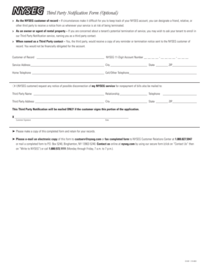 NYSEG Third Party Notification Form