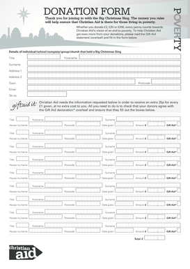 Christian Aid Donation Form