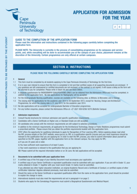 Cape Peninsula University of Technology Application Form