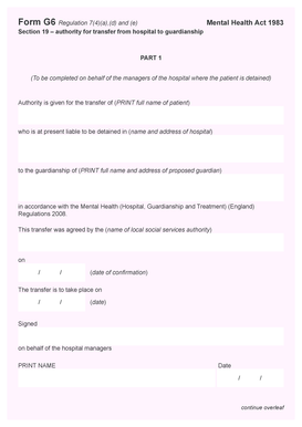 Mental Health Act 1983 Guardianship Transfer Form