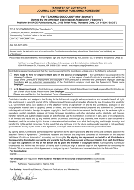 Journal Contributor Publishing Agreement