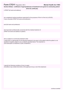 Certificate of Appropriateness of Treatment for Community Patient
