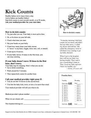 Prenatal Kick Counts Form