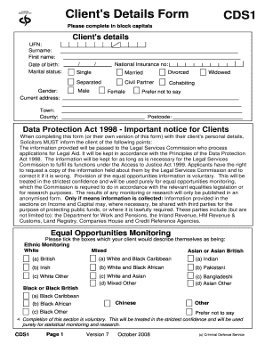Client's Details Form CDS1