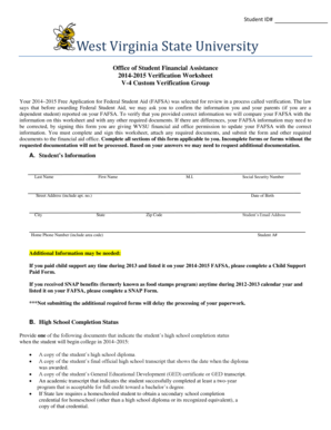 2014-2015 Verification Worksheet