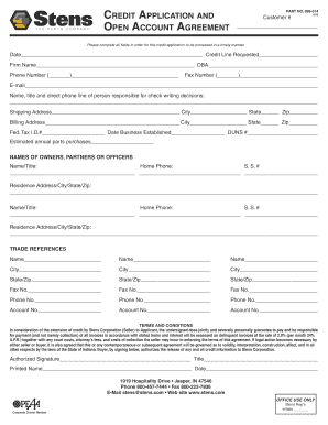 Stens Corporation Credit Application