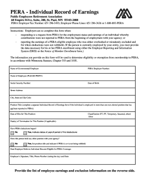 PERA Individual Record of Earnings Form
