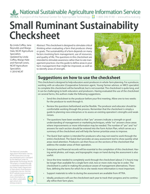 Small Ruminant Sustainability Checksheet