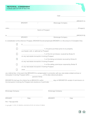 Florida Realtor Referral Agreement