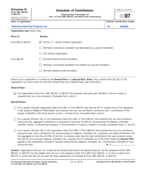 Schedule B Form 990 990-EZ 990-PF