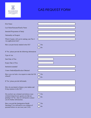 UK Student Visa CAS Request Form
