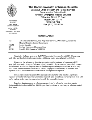 Massachusetts Unprotected Exposure Form