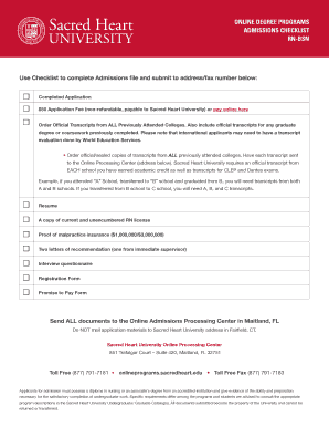 RN-BSN Admission Checklist