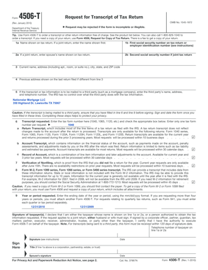 Form 4506-T Request for Transcript of Tax Return