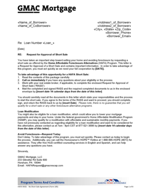 HAFA Request for Approval of Short Sale