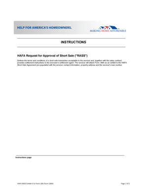 HAFA Request for Approval of Short Sale
