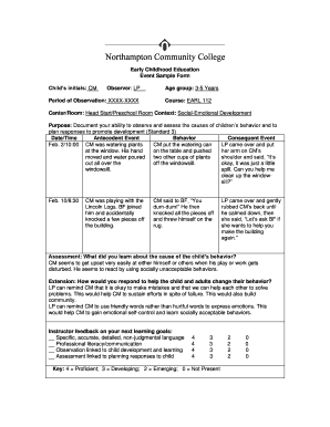 ECE Event Sample form