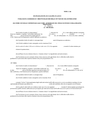 DICHIARAZIONE DI VALORE IN LOCO