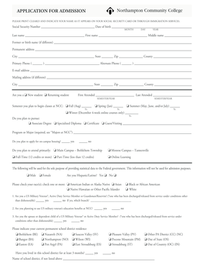 Northampton Community College Application Form