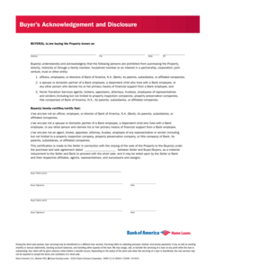 Buyer's Acknowledgement and Disclosure Form