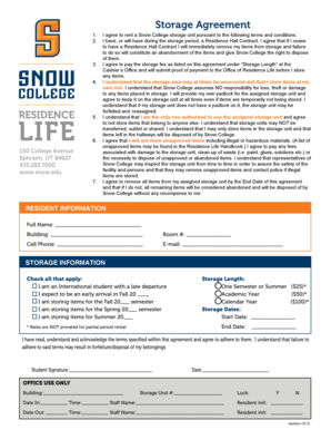 What is a terms of service agreement - Storage Agreement - Snow College - snow