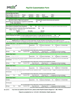 PayClix Customization Form