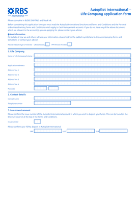 Autopilot International Life Company Application Form