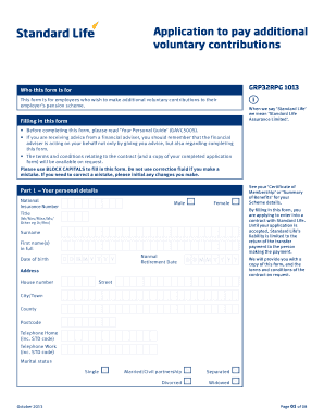 Application to Pay Additional Voluntary Contributions