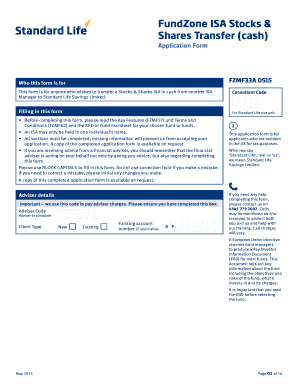 FundZone ISA Stocks & Shares Transfer Form