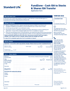 FundZone Cash ISA to Stocks & Shares ISA Transfer Application