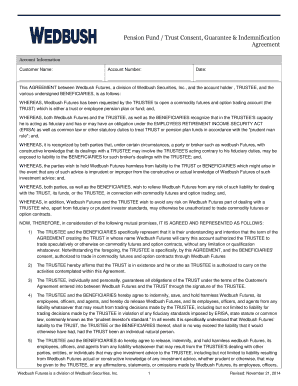 Pension Fund Trust Consent and Indemnification Agreement