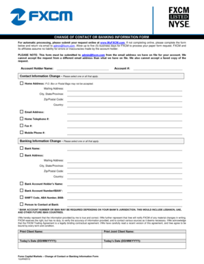 Change of Contact or Banking Information Form