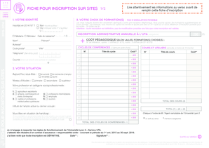 FICHE POUR INSCRIPTION SUR SITES