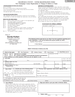 Champaign County Voter Registration Form