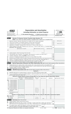 IRS Form 4562 Depreciation and Amortization