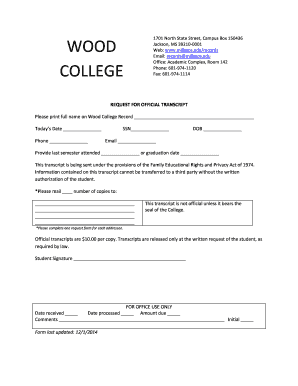 Request for Official Transcript
