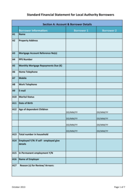Standard Financial Statement for Local Authority Borrowers