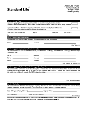 Northern Ireland Trust Deed Form TD12NI