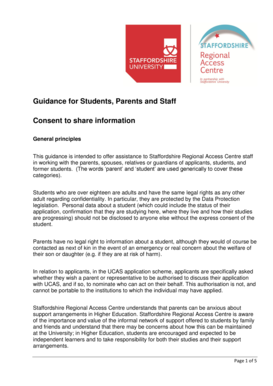 Staffordshire Student Consent to Share Information
