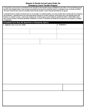 Request to Donate Annual Leave Under Emergency Leave Transfer Program