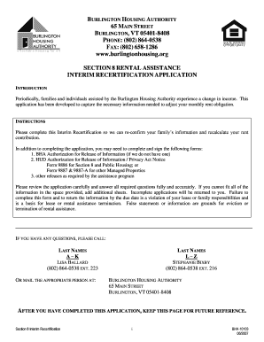 Section 8 Interim Recertification Application