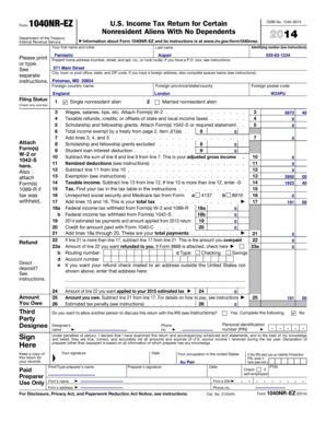 Form 1040NR-EZ US Nonresident Alien Tax Return