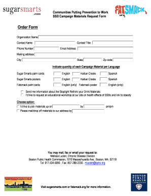 SSB Campaign Materials Request Form
