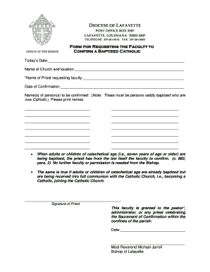Catholic Confirmation Request Form