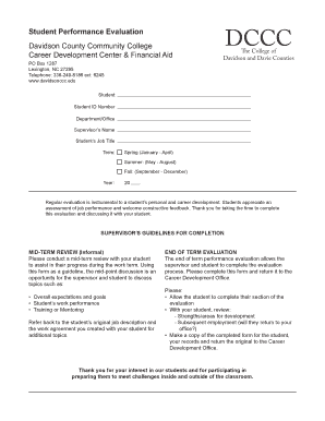 Student performance evaluation form - 3362498186