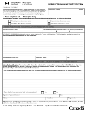 Request for Administrative Review Form