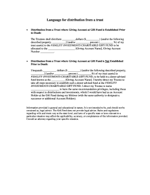 Trust Distribution to Fidelity Charitable Gift Fund