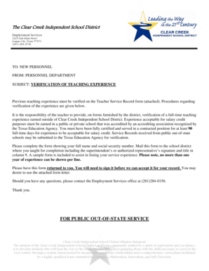 Teacher Service Record Form