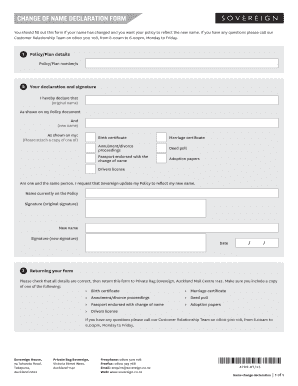 Change of Name Declaration Form