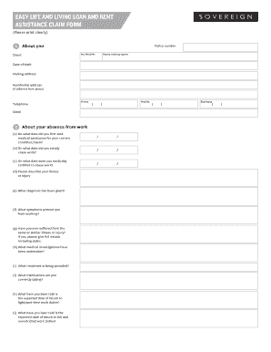 Easy Life and Living Loan and Rent Assistance Claim Form